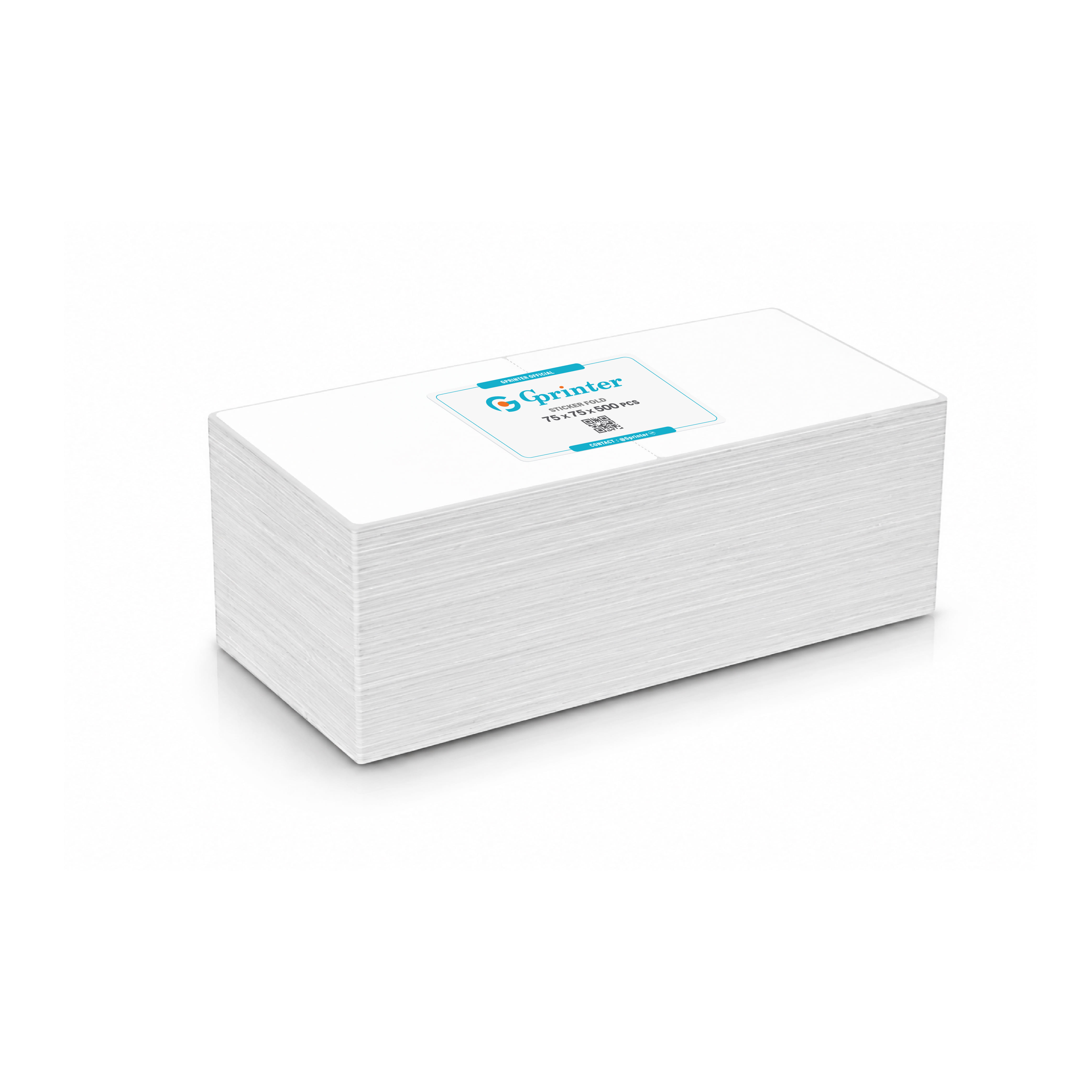 กระดาษสติ๊กเกอร์ความร้อน GPRINTER 100X(75+75) 500 แผ่น แบบพับ LABEL STICKER